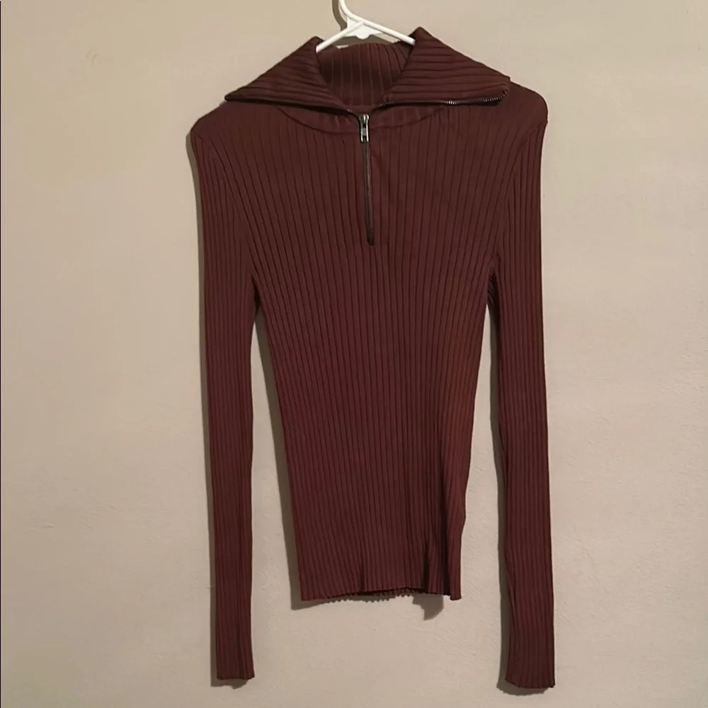 Anthropologie Maeve Fitted Half-Zip Sweater